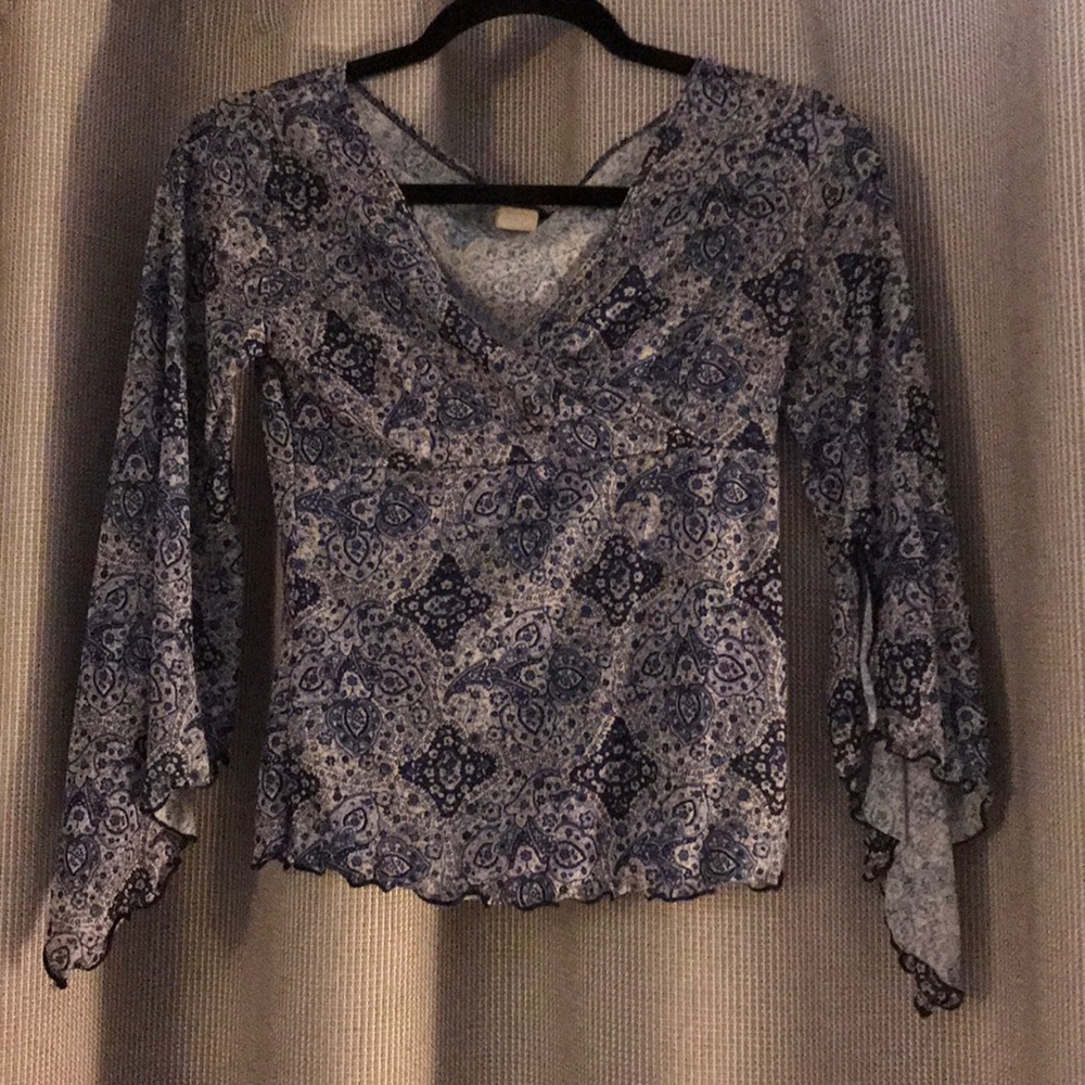 Blue and White Blouse
